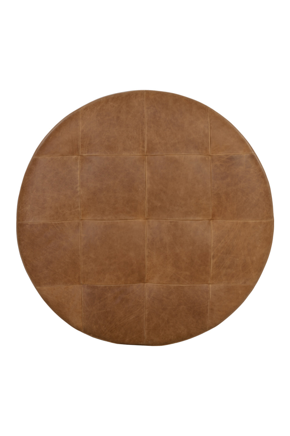 Brown Leather Round Ottoman by Splendido Nilda, alternate view 4