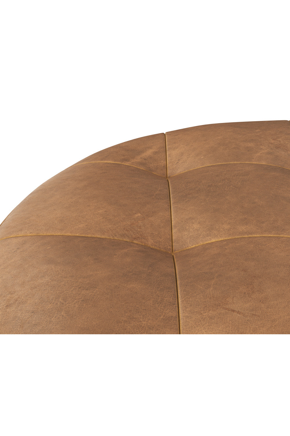 Brown Leather Round Ottoman by Splendido Nilda, alternate view 5