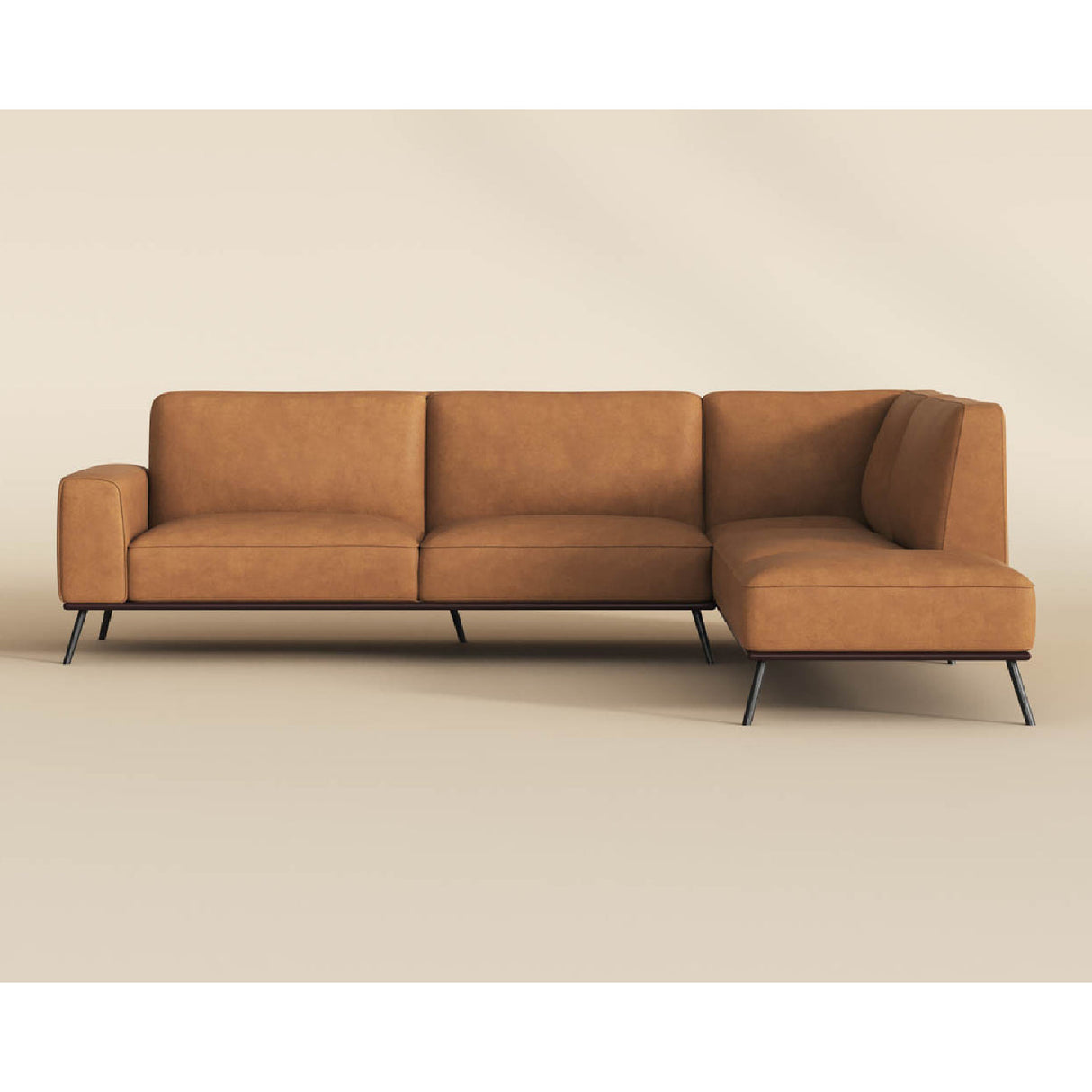 Modern European furniture - Brown Leather Chaise Sofa - www.oroa.com
