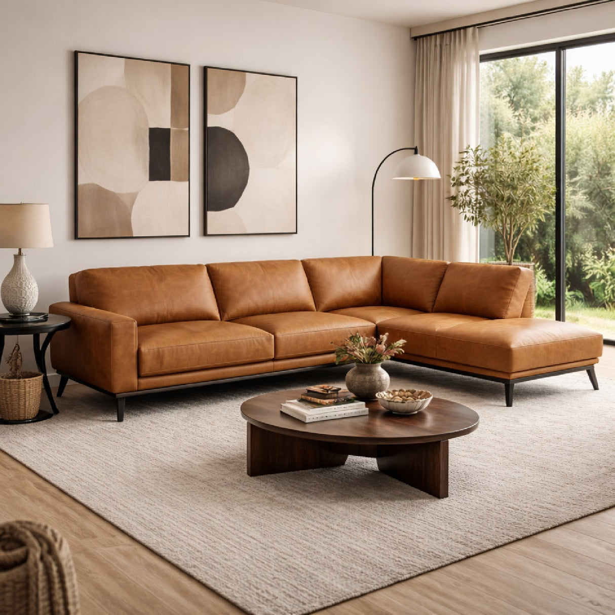 Brown Leather Chaise Sofa by Splendido Brandi