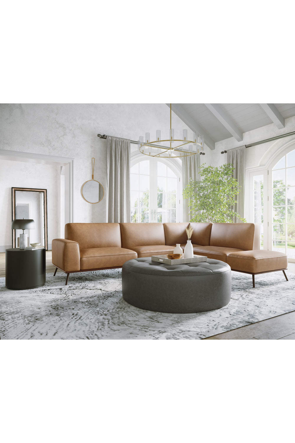 Brown Leather Chaise Sofa by Splendido Brandi, alternate view 9