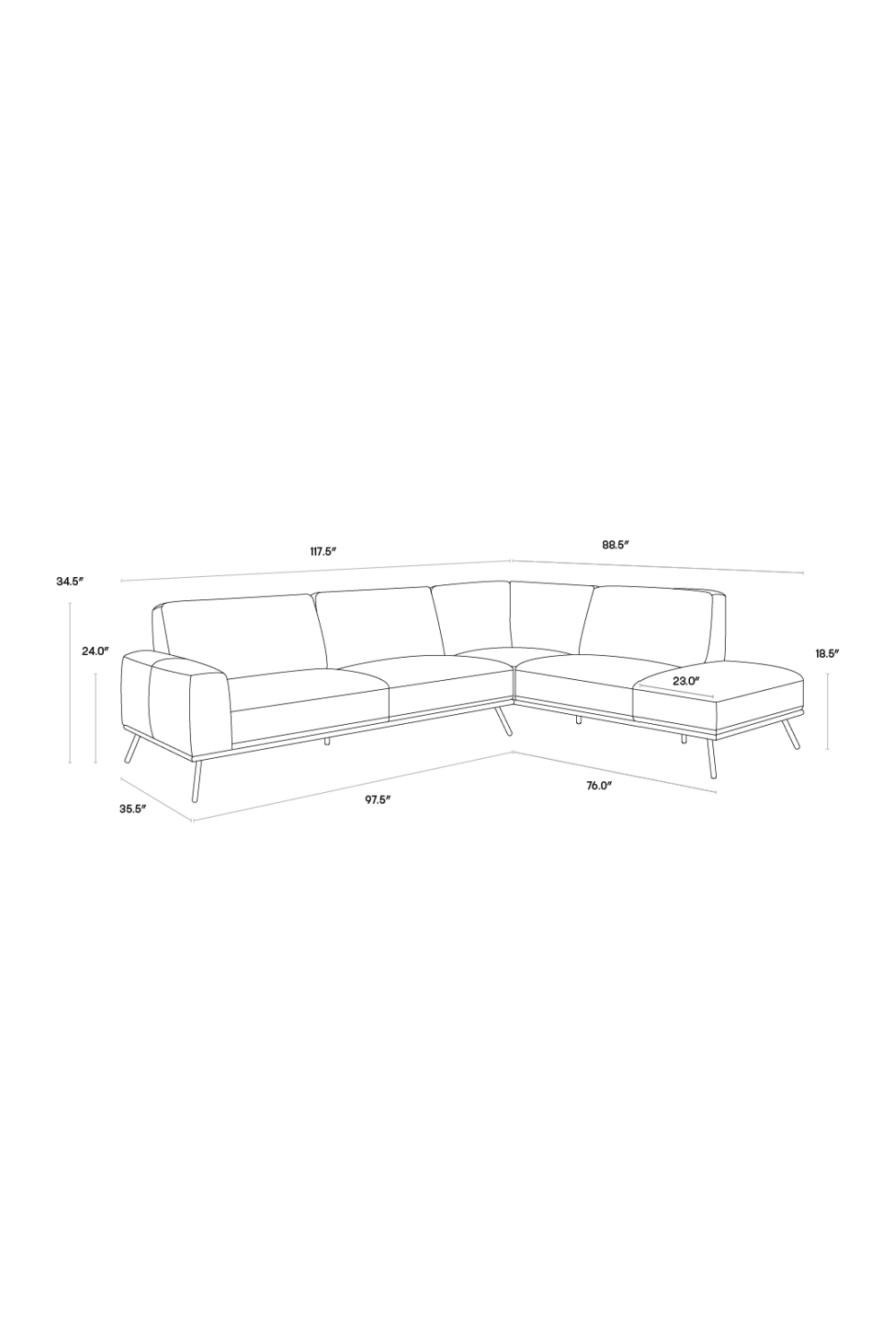 Brown Leather Chaise Sofa by Splendido Brandi, alternate view 12