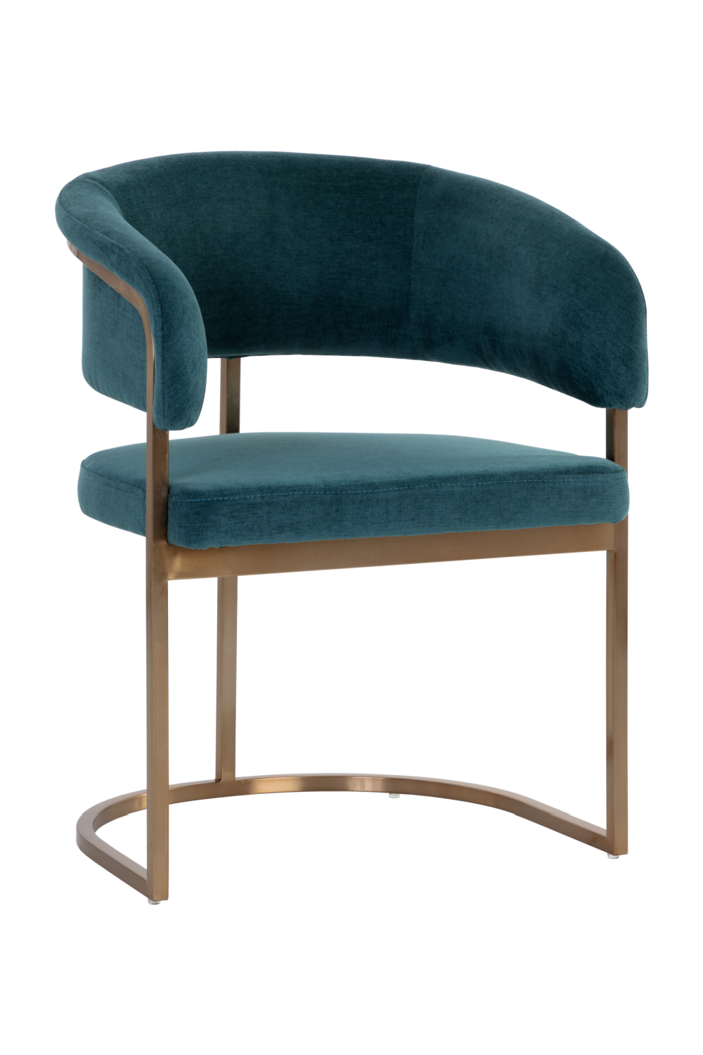 Teal Fabric Cantilever Dining Chair - Gold Frame by Splendido