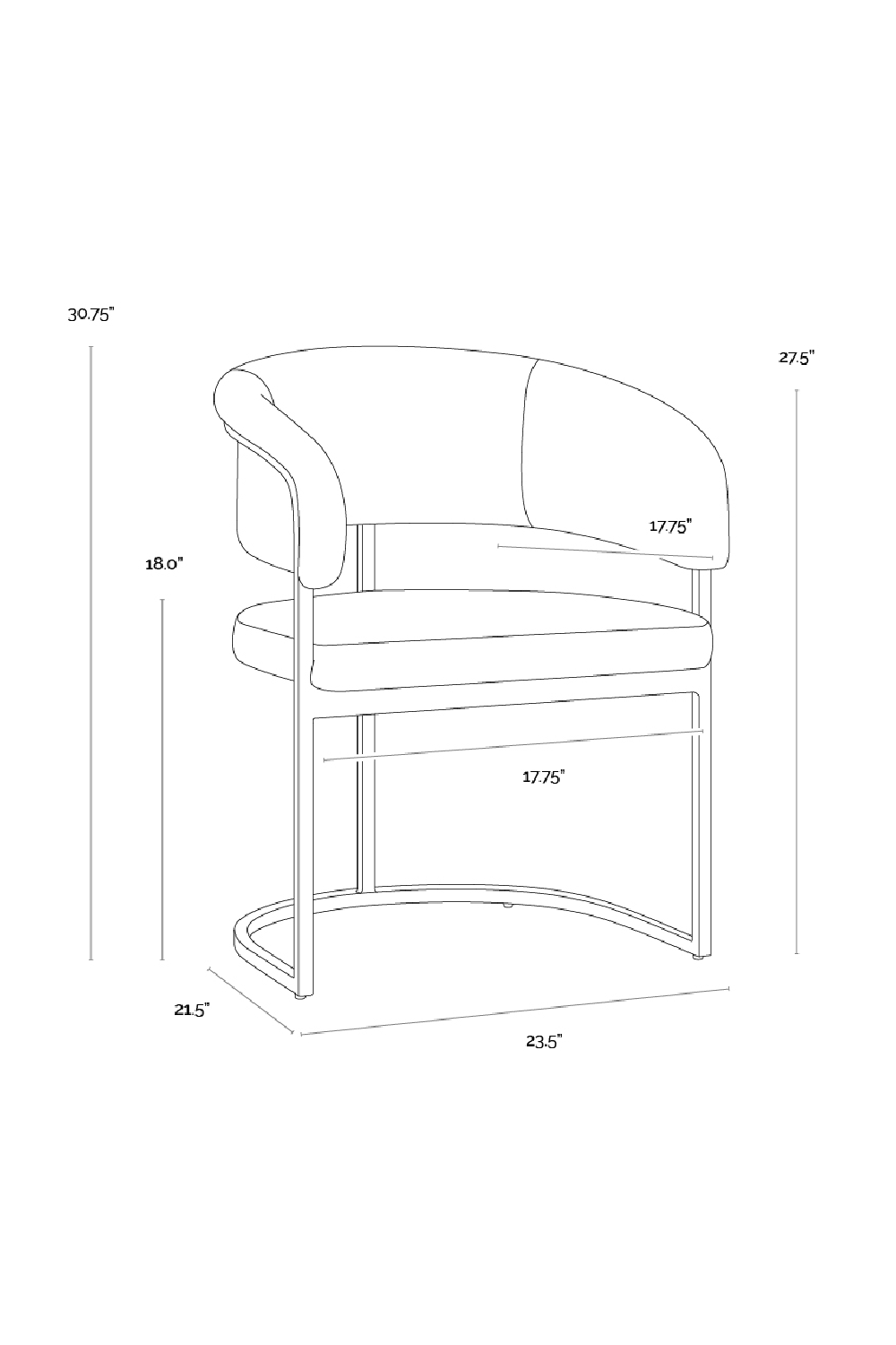 Teal Fabric Cantilever Dining Chair - Gold Frame by Splendido, alternate view 9