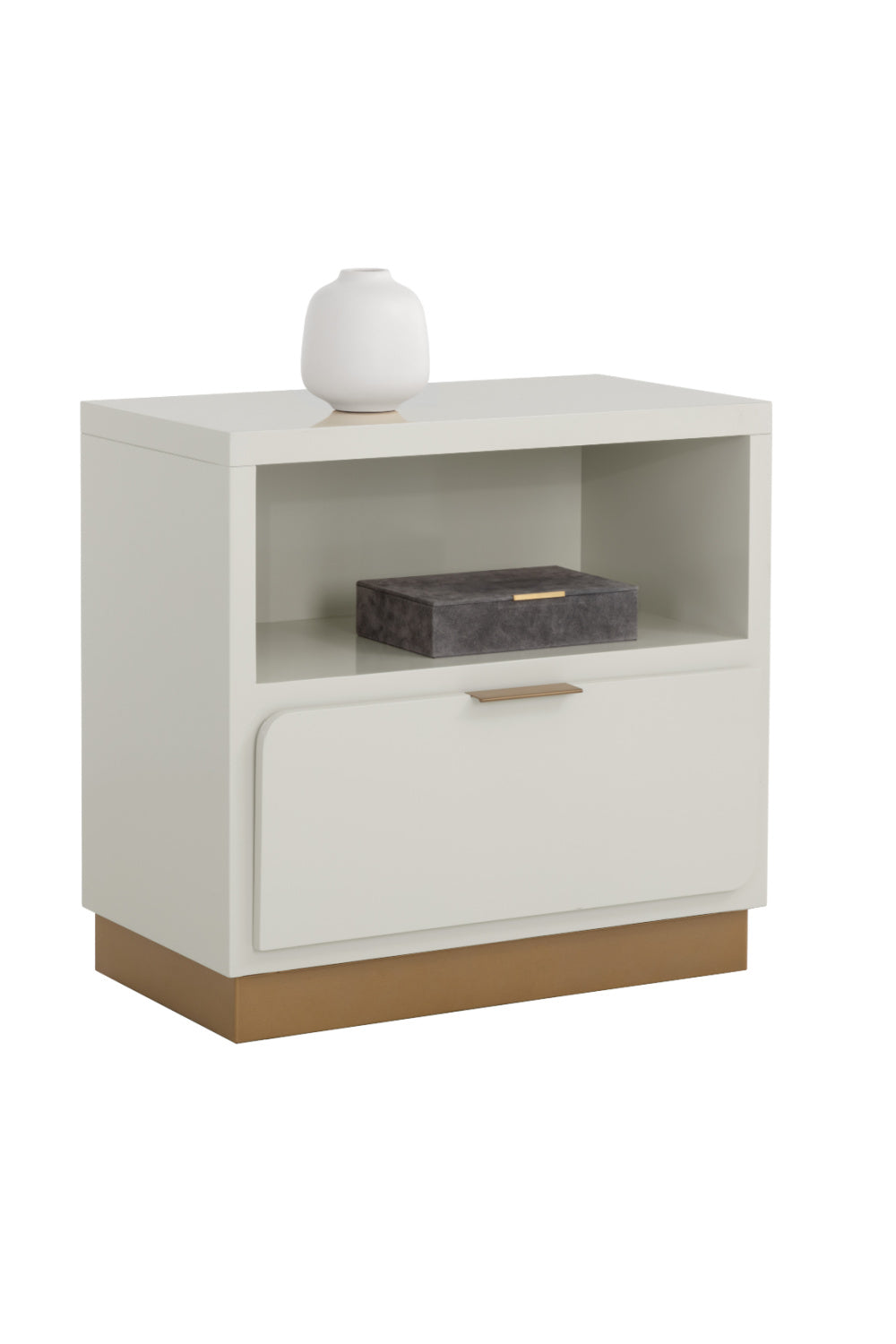 Rectangular Cream Bedside Table by Splendido Jenkins Nightstand, alternate view 3