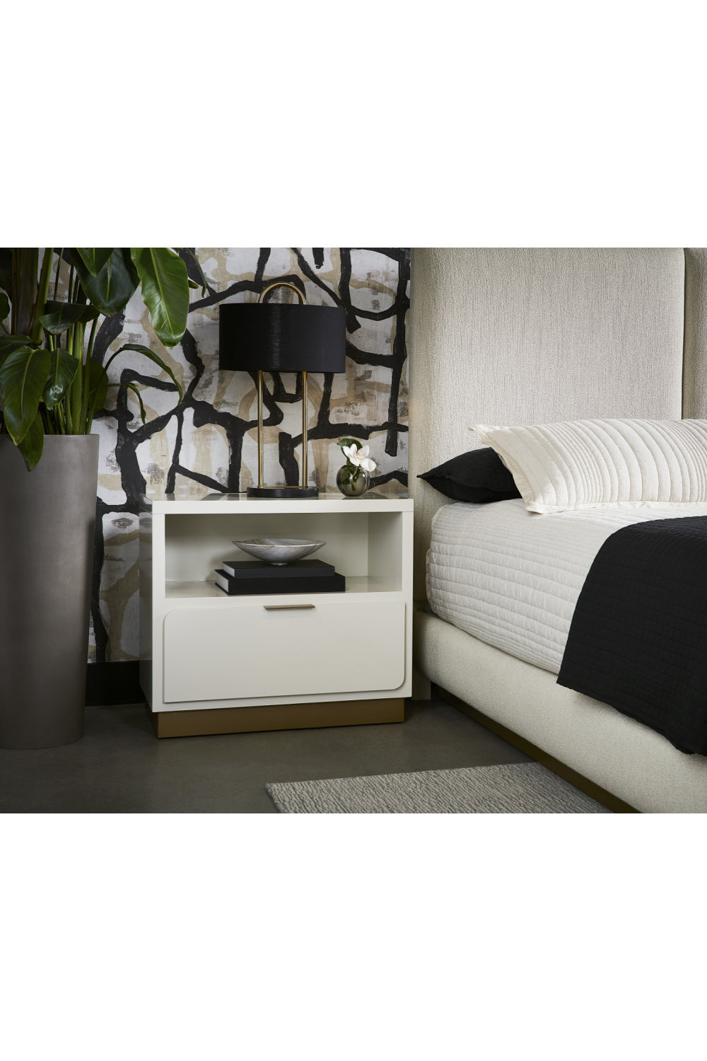 Rectangular Cream Bedside Table by Splendido Jenkins Nightstand, alternate view 7