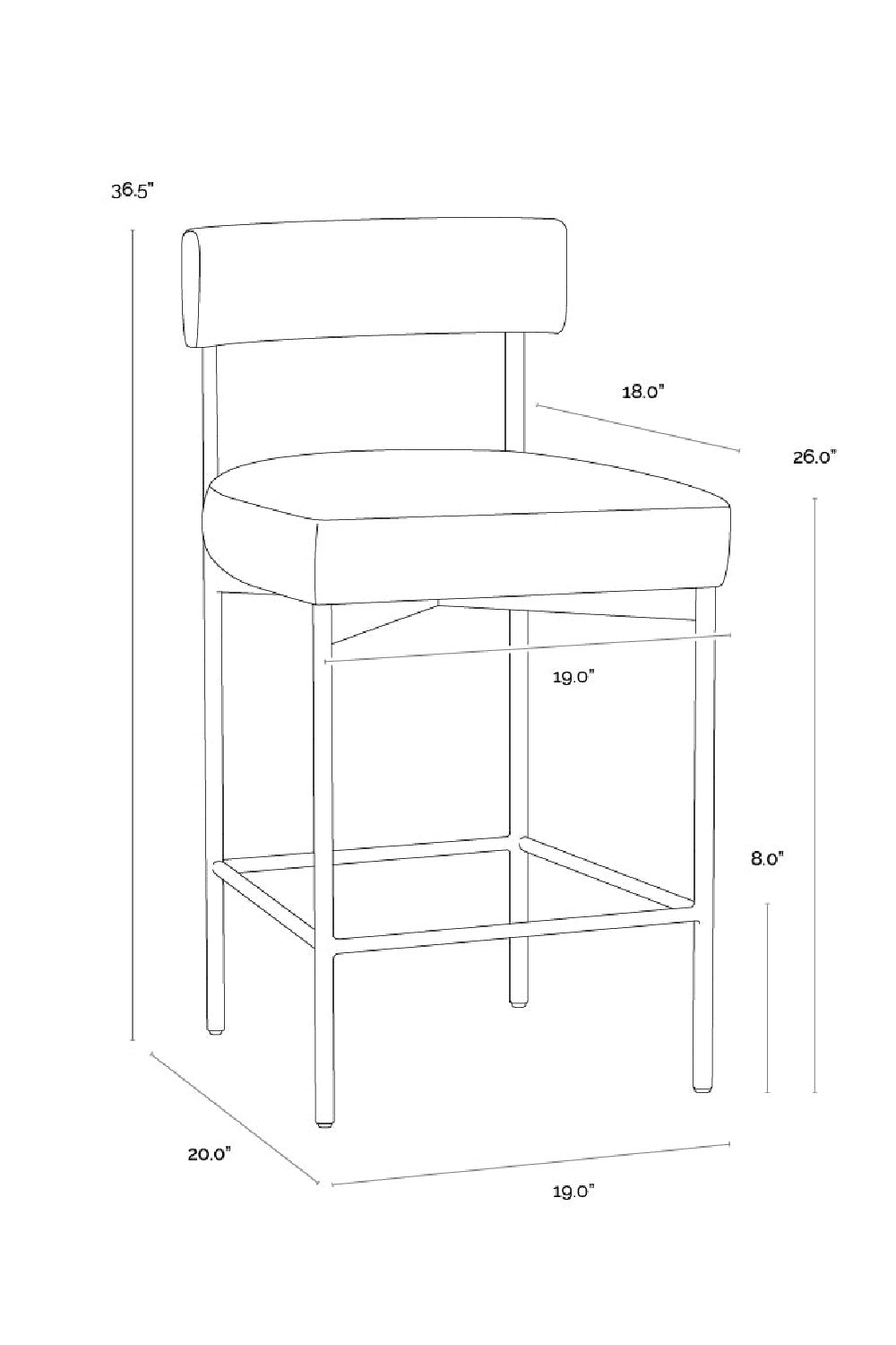 Low Back Fabric Counter Stool by Splendido Seneca Barstool, alternate view 11