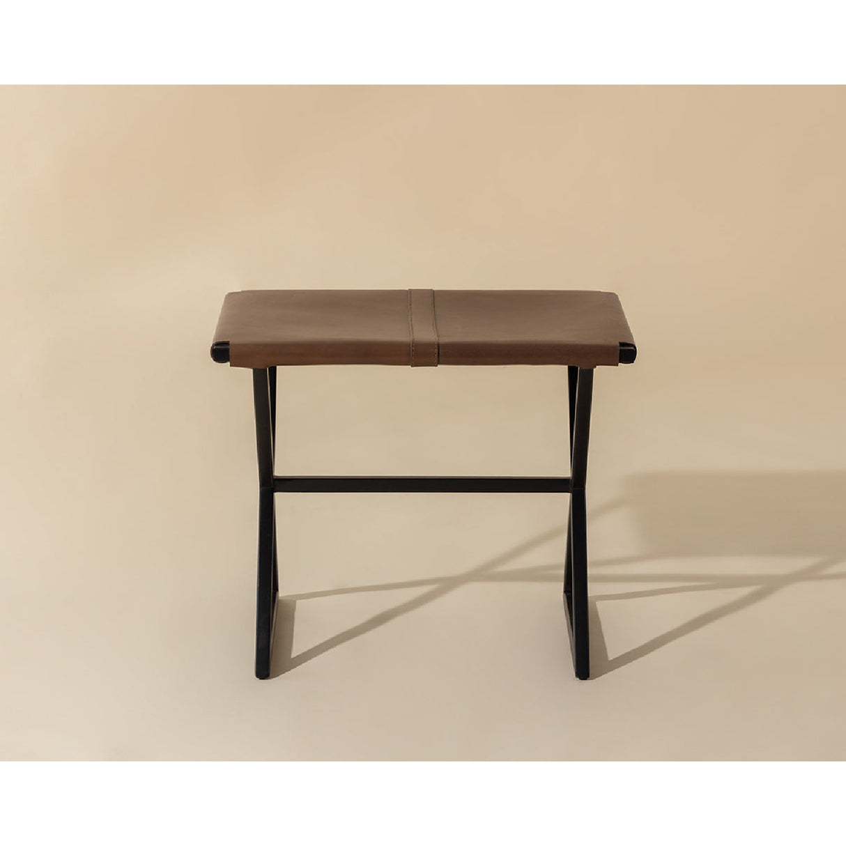 Brown Leather Stool by Splendido Elon Accent Stool, alternate view 6