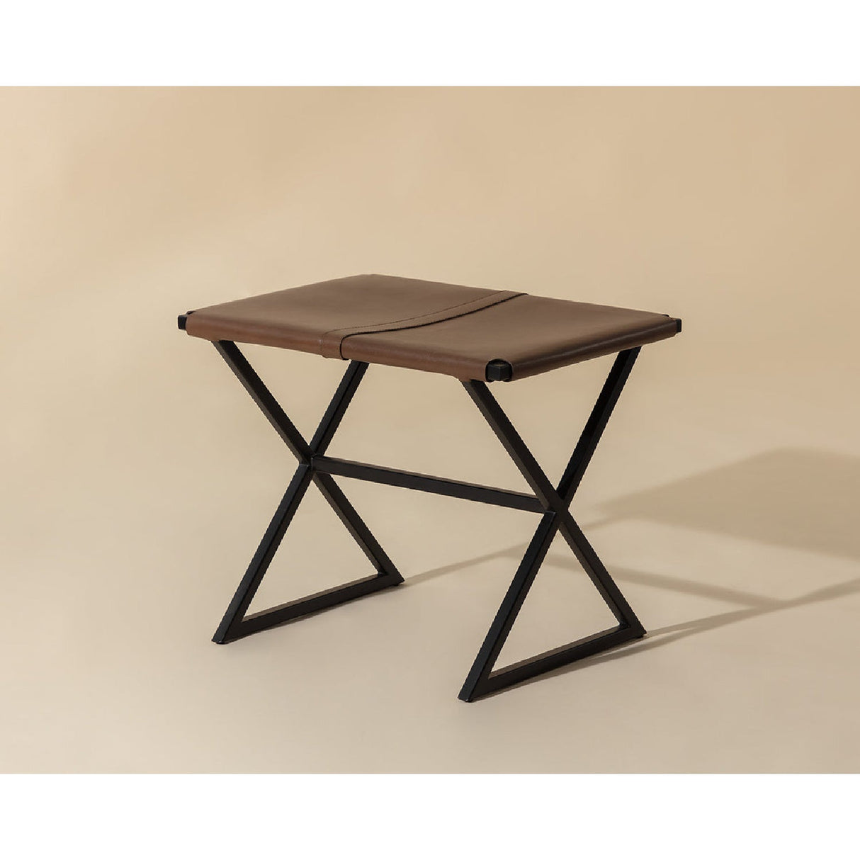 Brown Leather Stool by Splendido Elon Accent Stool, alternate view 7