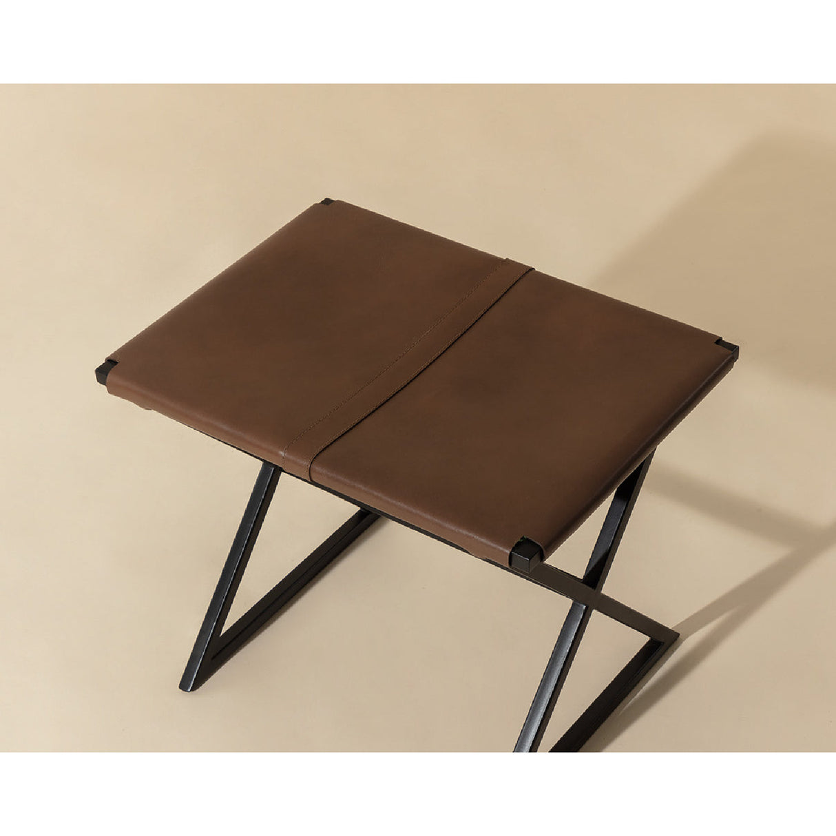Brown Leather Stool by Splendido Elon Accent Stool, alternate view 8