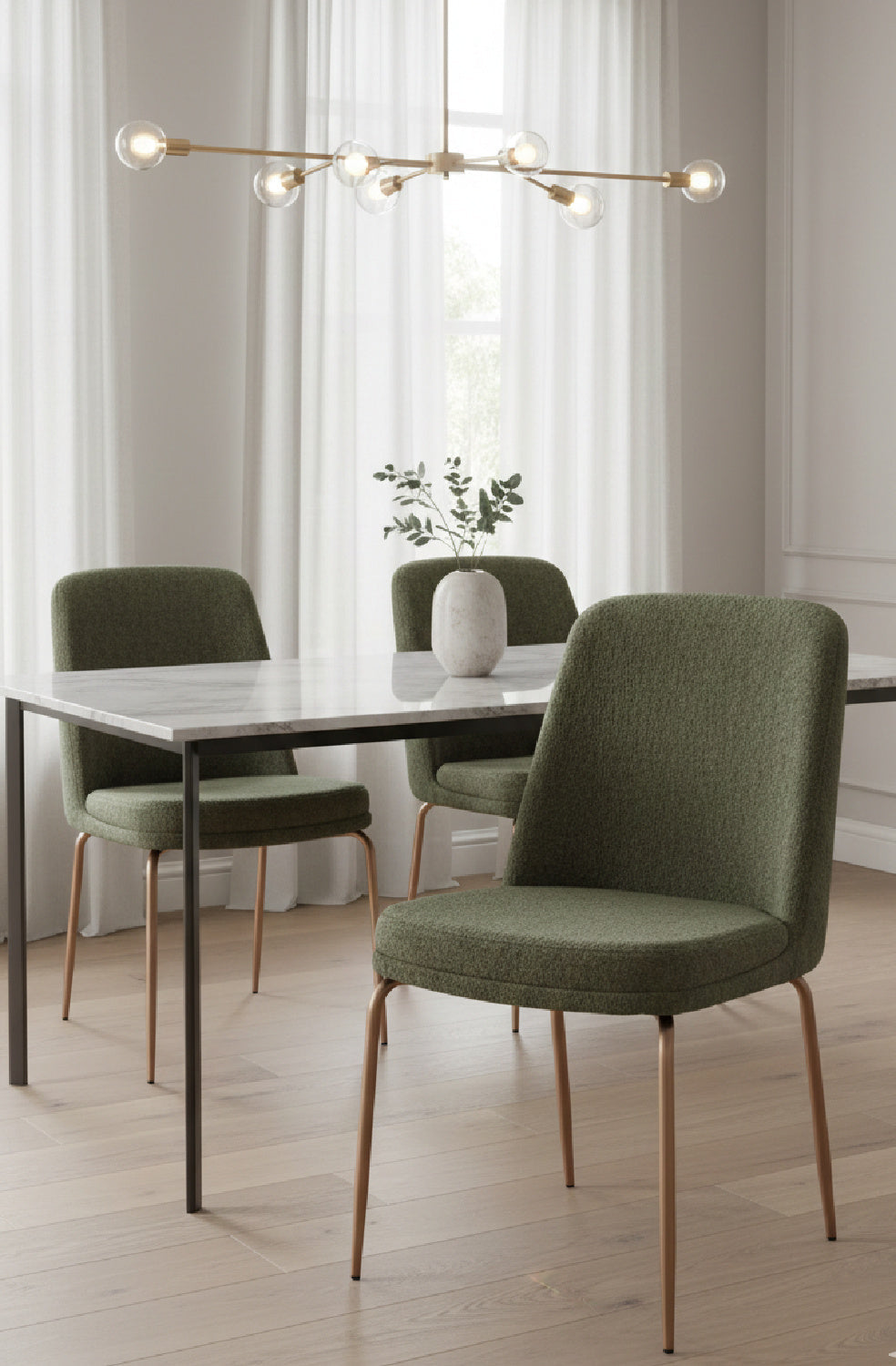 Modern European furniture - Green Fabric Dining Chairs (2) - www.oroa.com