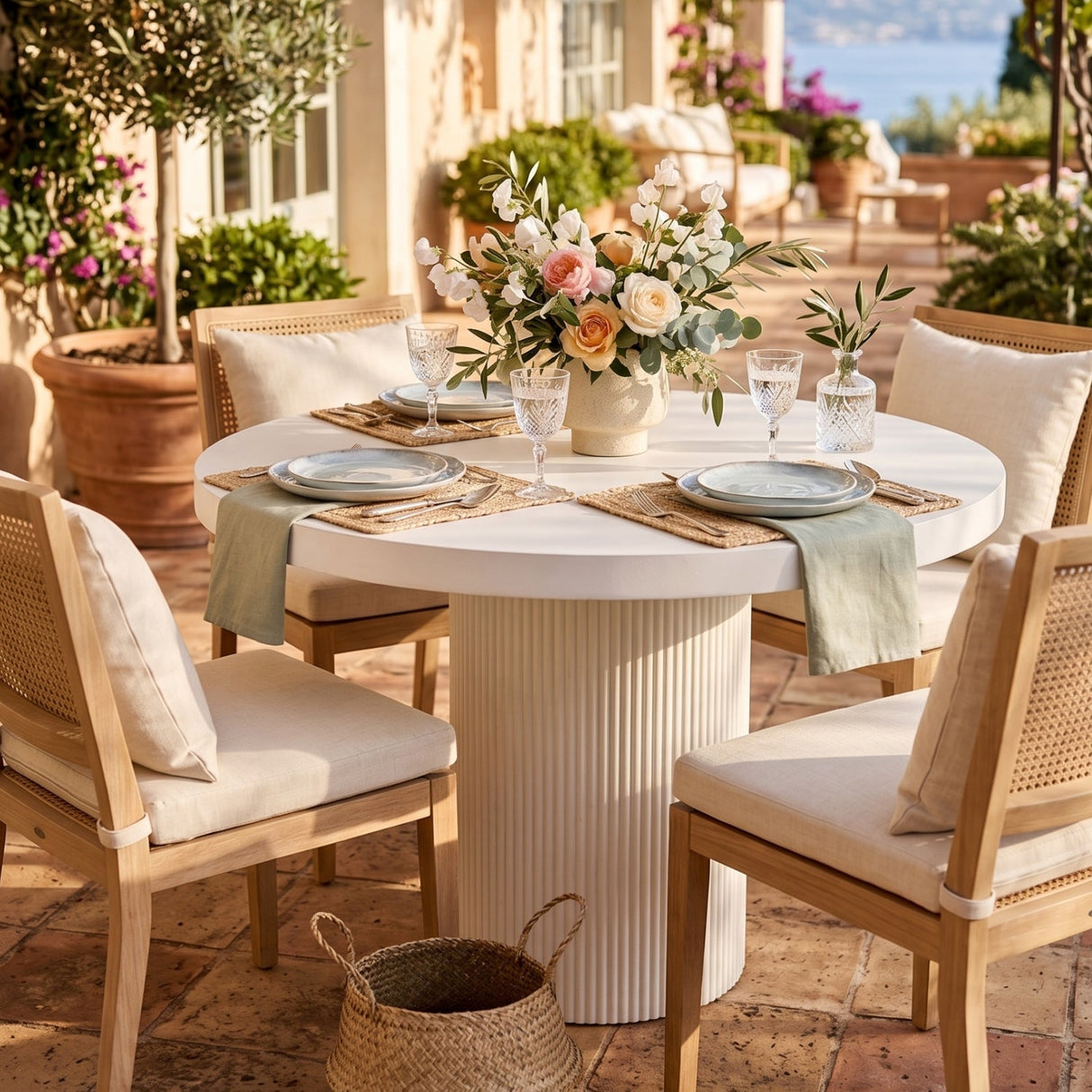 White Concrete Indoor/Outdoor Dining Table by Splendido Nicolette, alternate view 2