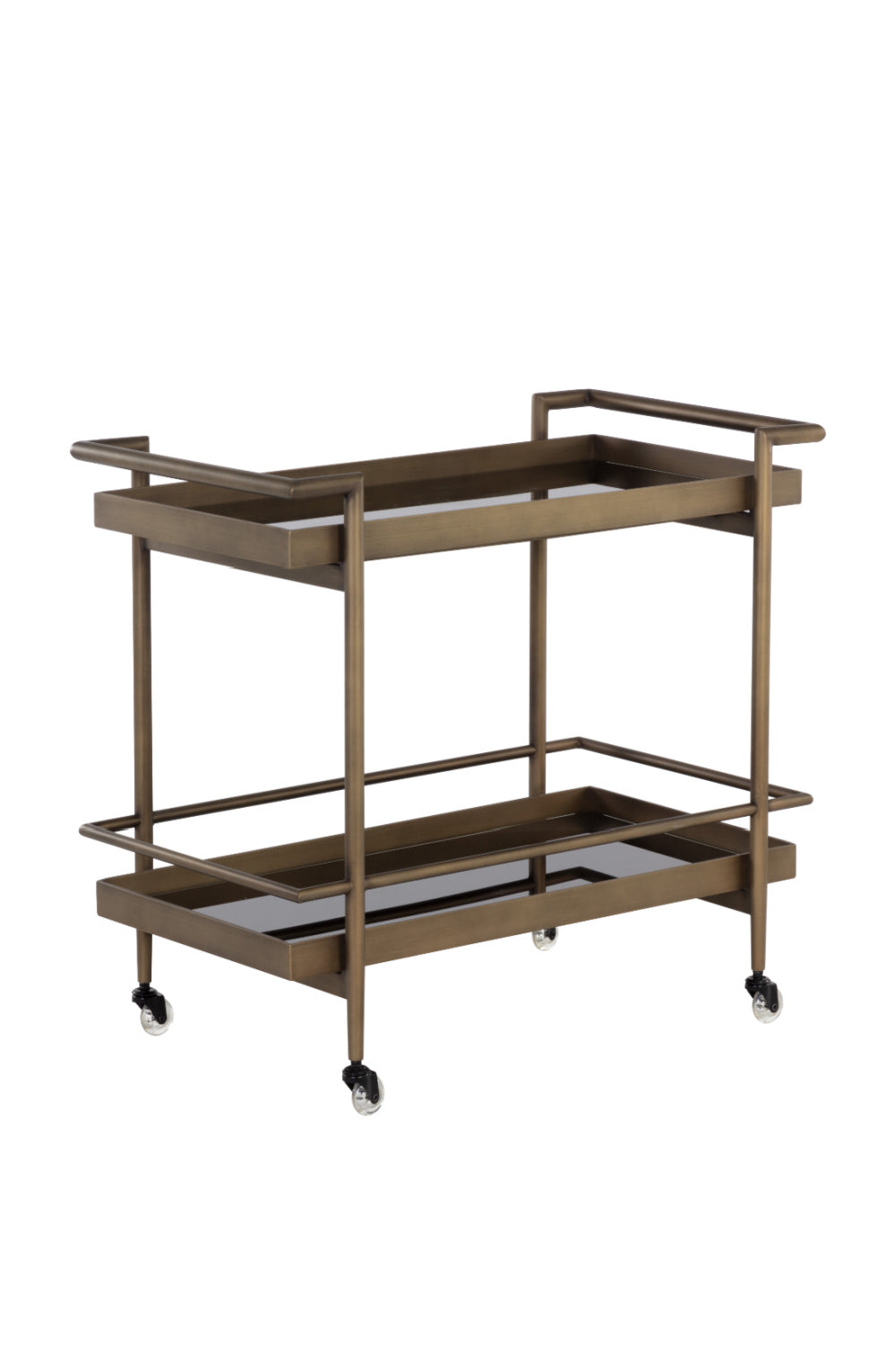 Black Glass Shelves Bar Cart by Splendido Livingston Trolley, alternate view 3
