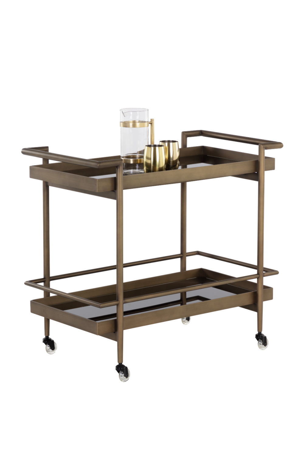 Black Glass Shelves Bar Cart by Splendido Livingston Trolley, alternate view 4
