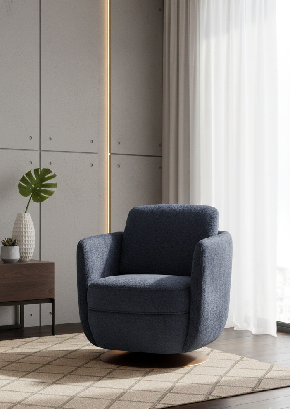 Gold Base Swivel Lounge Chair by Splendido Gilley Accent Chair, alternate view 2