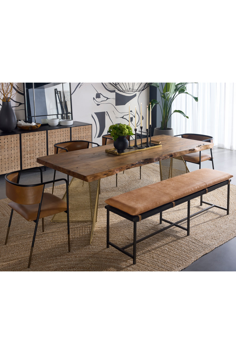 Tan Leather Bench by Splendido Zancor, alternate view 5