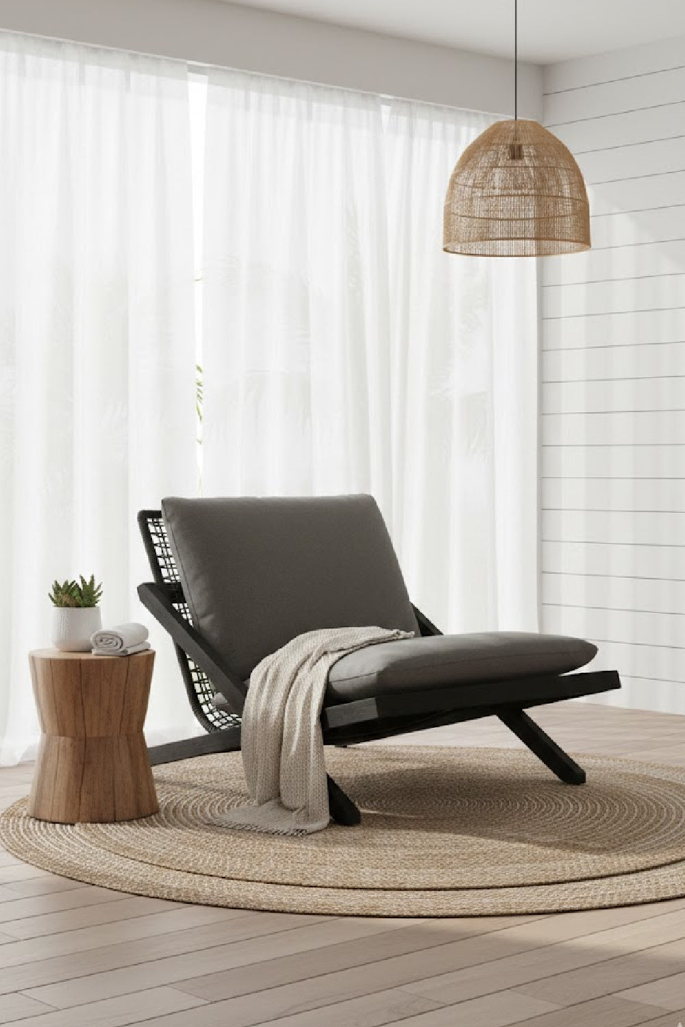 Teak Framed Indoor/Outdoor Lounge Chair by Splendido Bari Accent Chair, alternate view 12