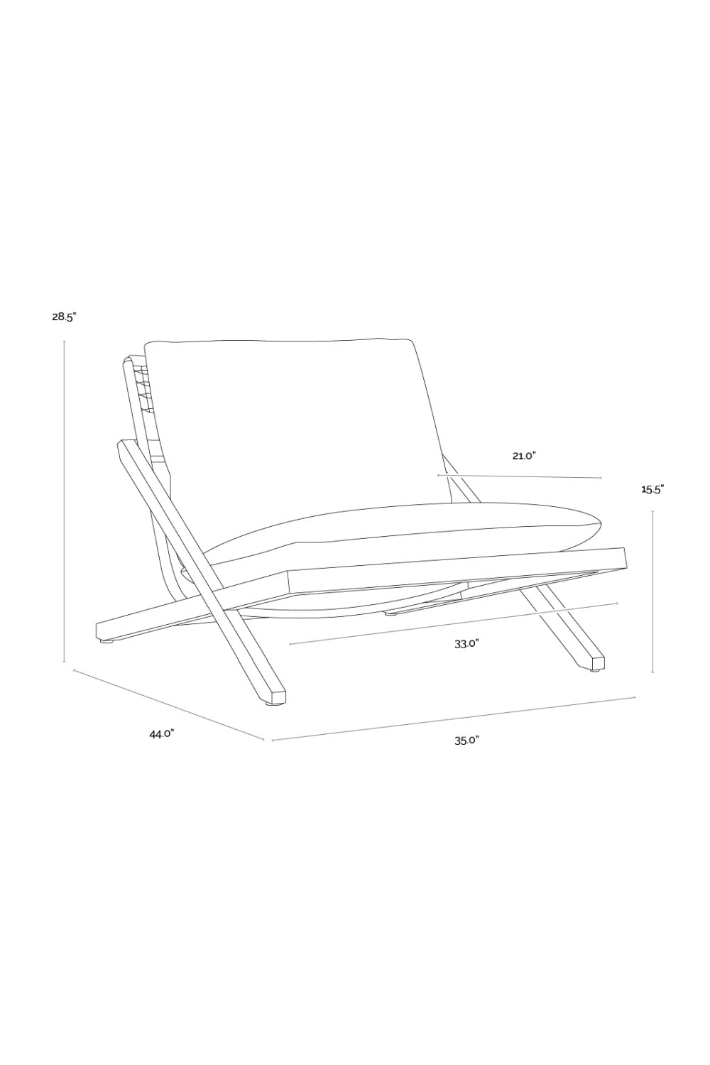Teak Framed Indoor/Outdoor Lounge Chair by Splendido Bari Accent Chair, alternate view 10