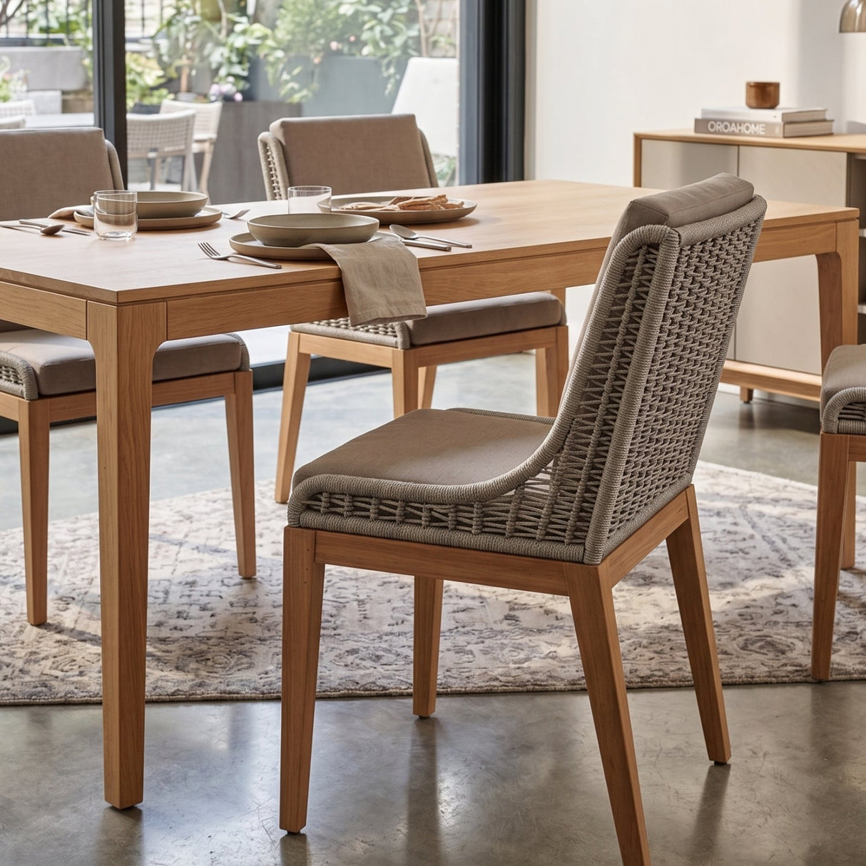 Contemporary Indoor/Outdoor Teak & Woven Dining Chair by Splendido Sorrento Outdoor Dining Chair, alternate view 20