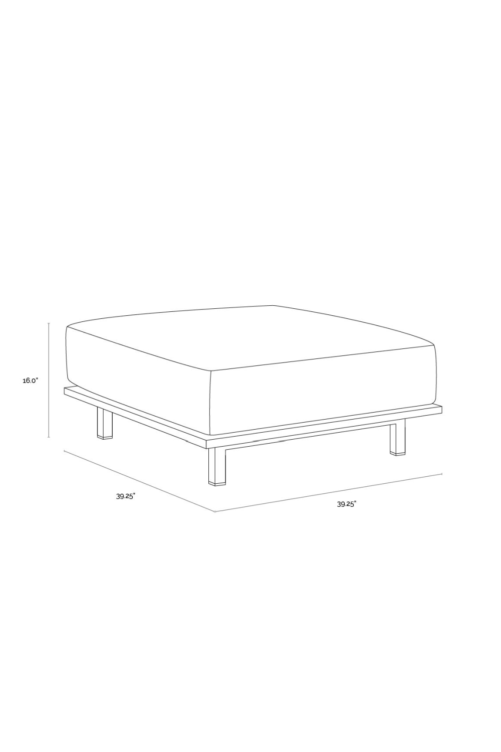Wood Base Upholstered Ottoman by Splendido Geneve, alternate view 5