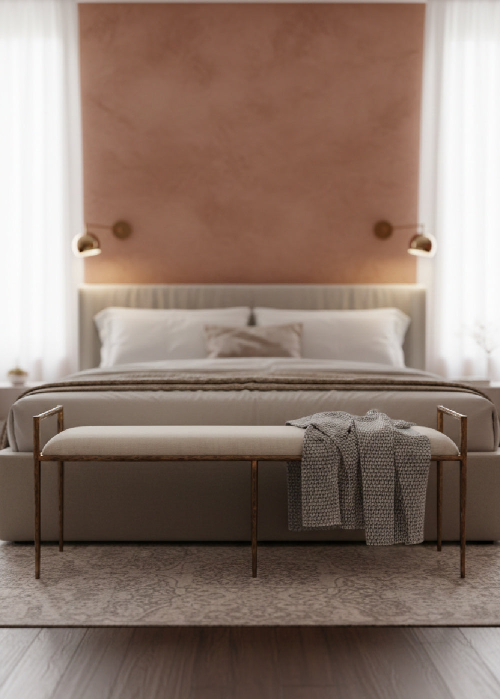 Gold Framed White Bench by Splendido Esai, alternate view 2