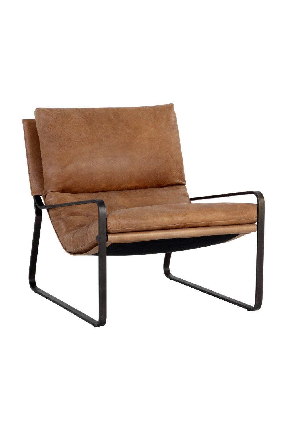 Scooped Leather Lounge Chair by Splendido Zancor Accent Chair