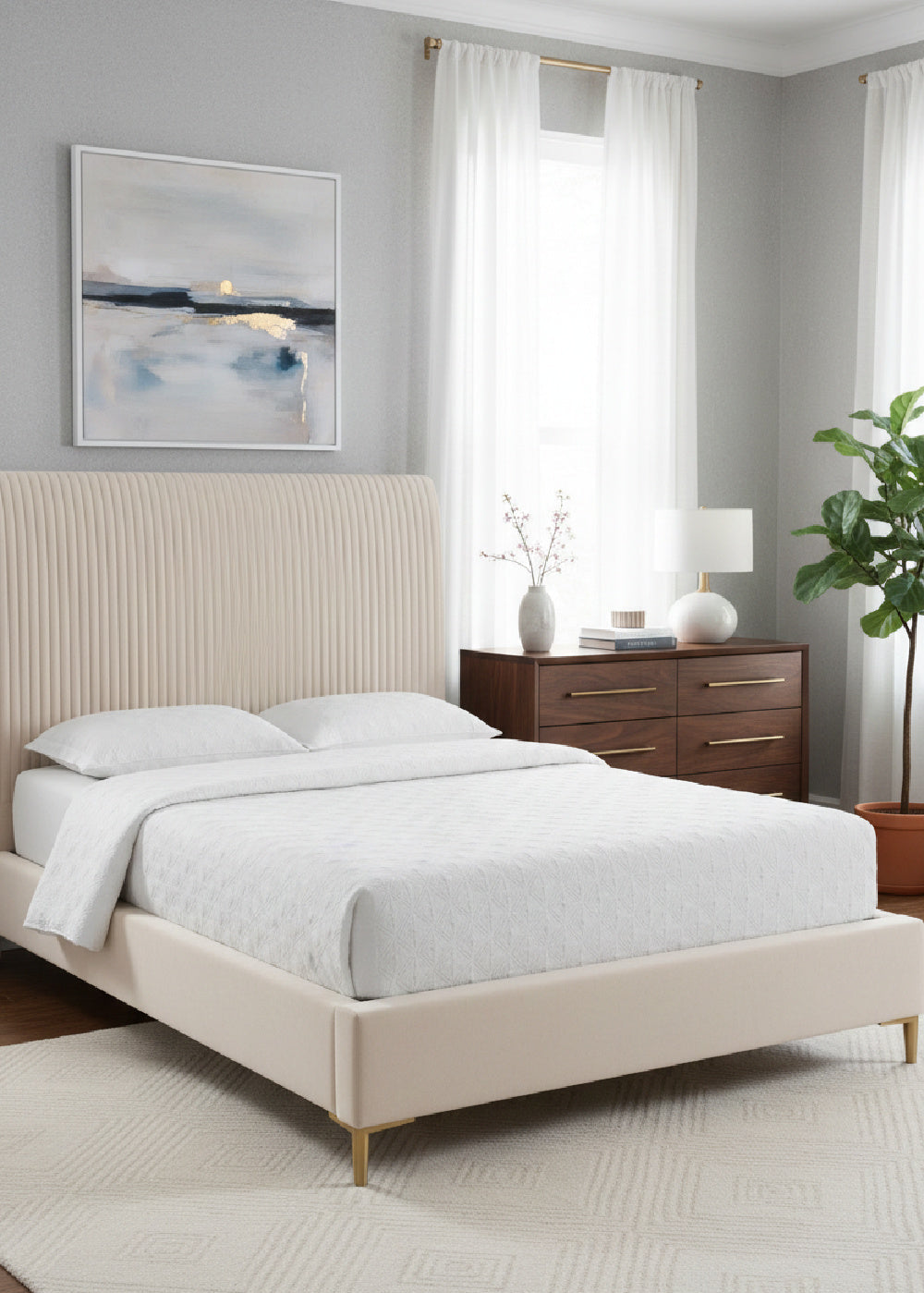 Cream Tufted Bed by Splendido Harris, alternate view 2