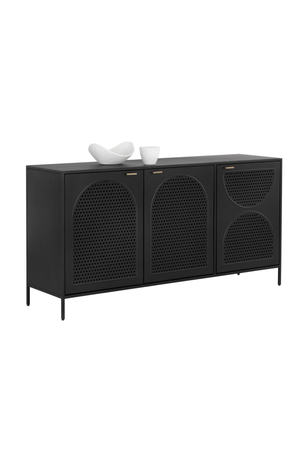 Black Perforated Metal 3-Door Sideboard by Splendido Aziza, alternate view 4