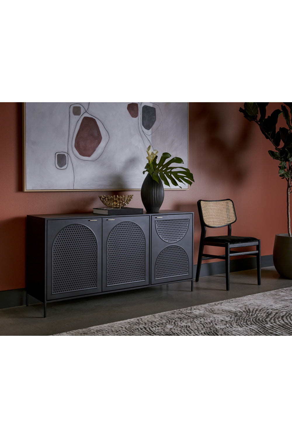 Black Perforated Metal 3-Door Sideboard by Splendido Aziza, alternate view 8