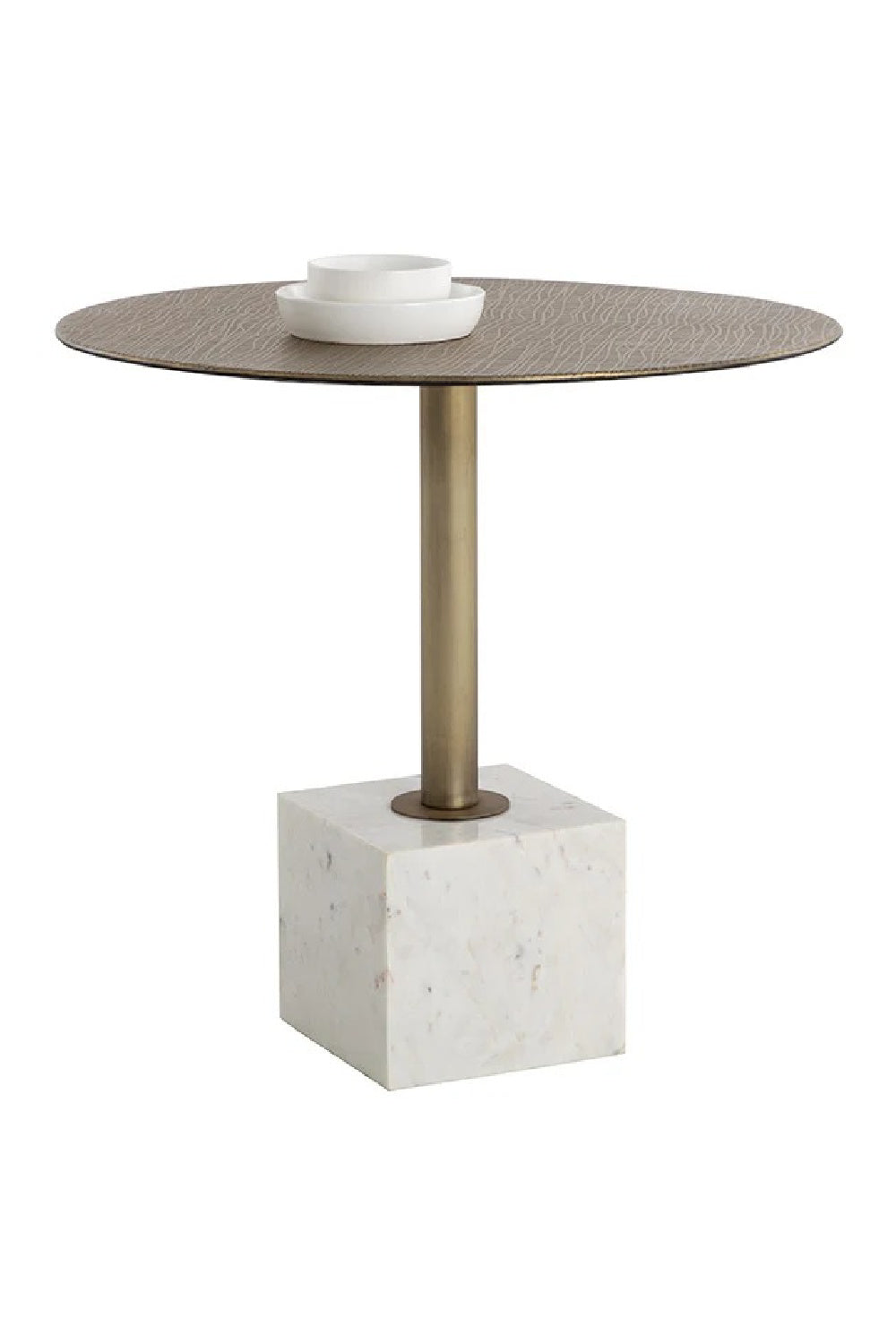 Antique Brass Marble Bistro Table by Splendido Kata Dining Table, alternate view 3