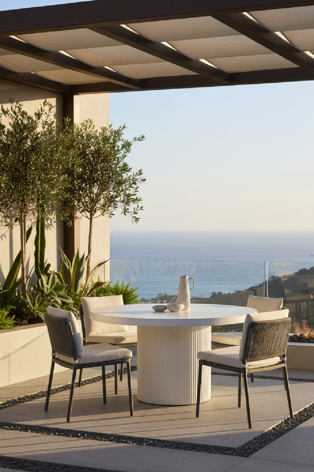White Concrete Indoor/Outdoor Dining Table by Splendido Nicolette, alternate view 8