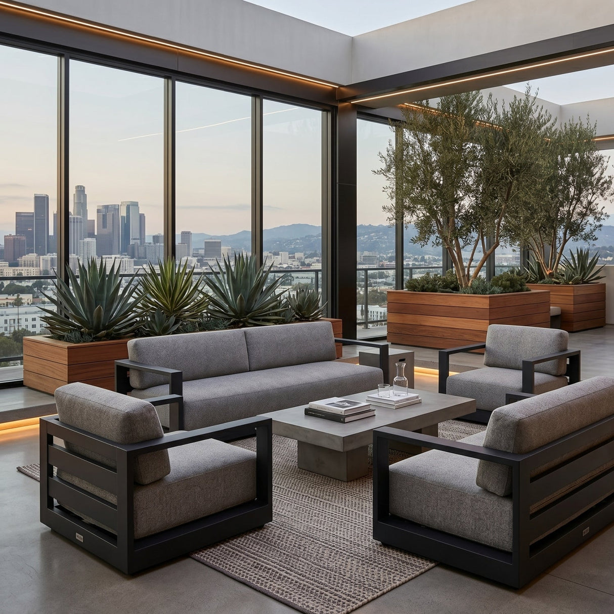Gray Padded Outdoor Sofa by Splendido Tavira, alternate view 2