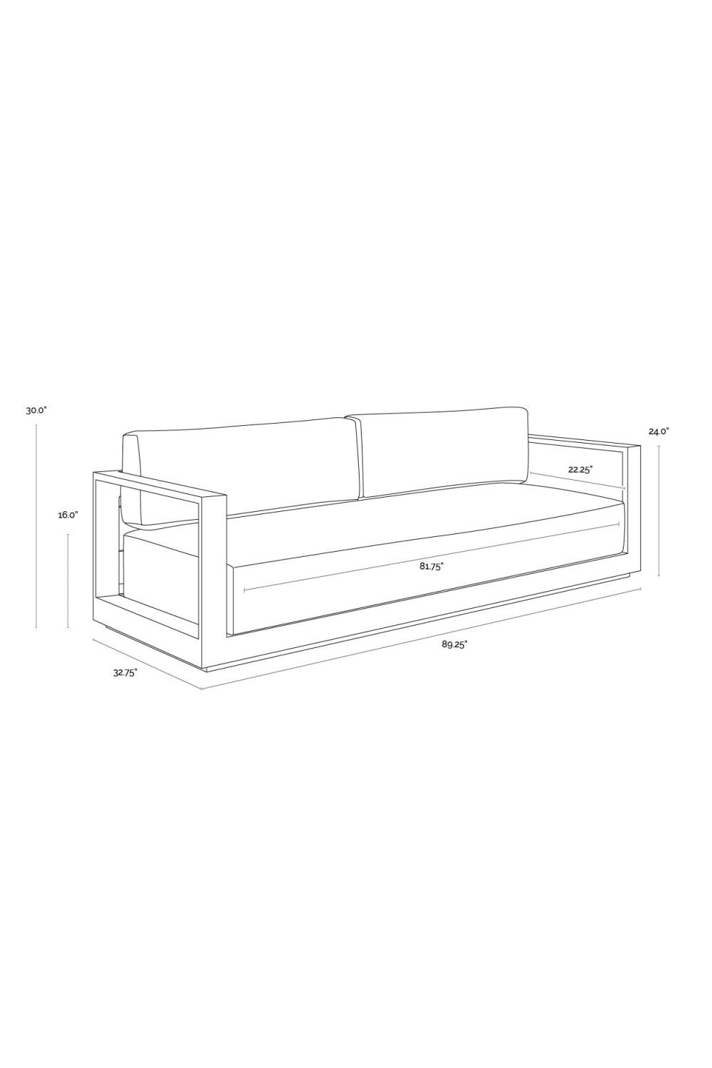 Gray Padded Outdoor Sofa by Splendido Tavira, alternate view 9