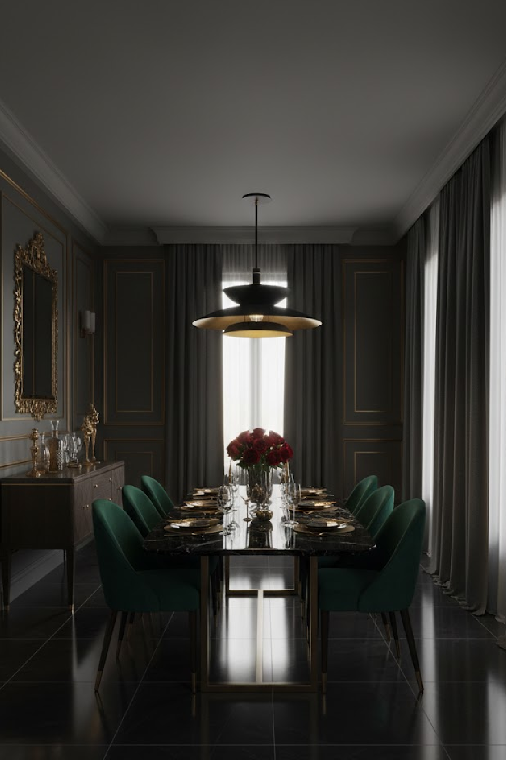 Black Tiered Pendant Light by Splendido Timea Chandelier, alternate view 2