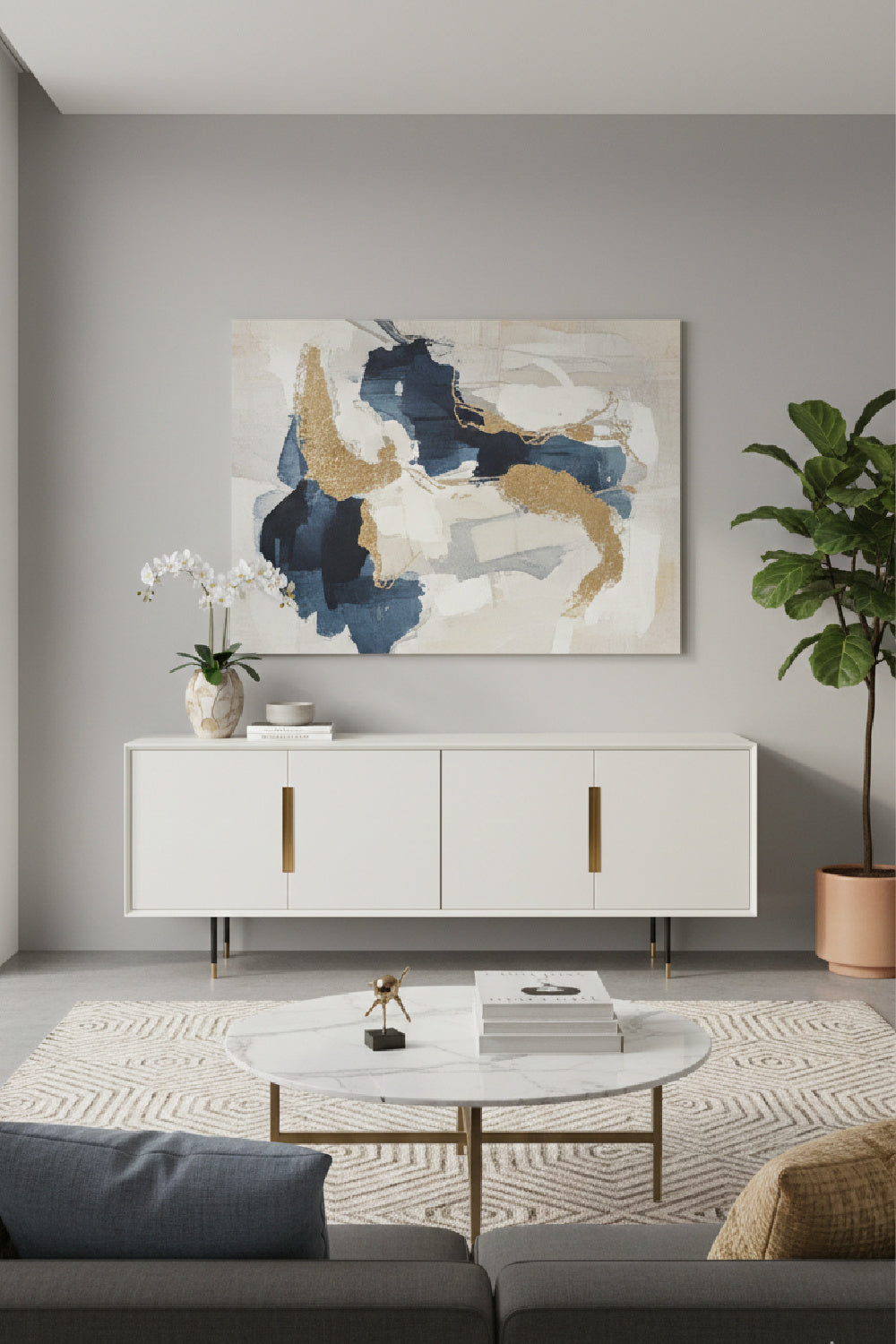 4-Door Cream Modern Sideboard by Splendido Danbury, alternate view 2