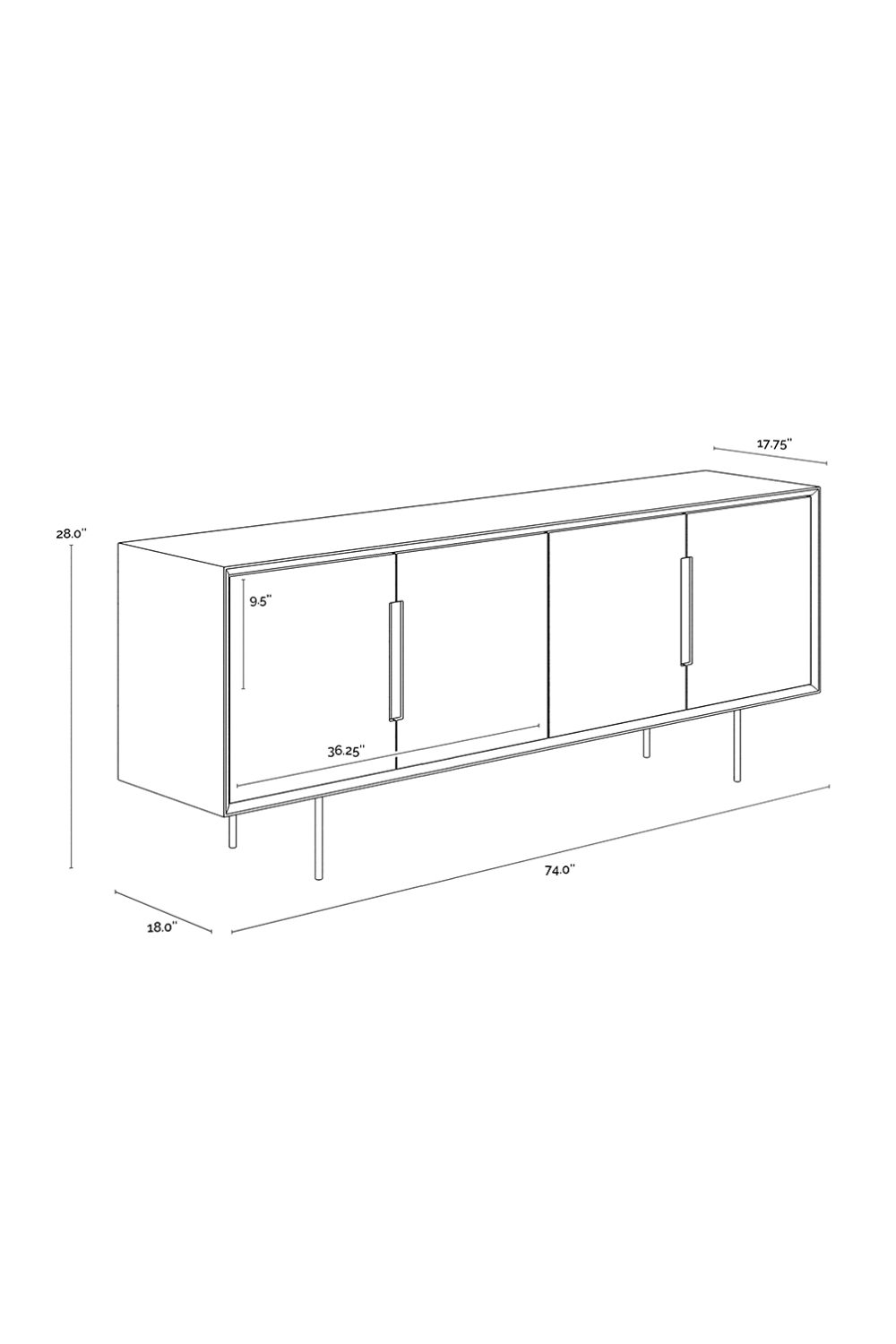 4-Door Cream Modern Sideboard by Splendido Danbury, alternate view 8