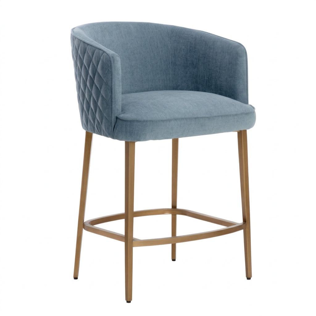 Diamond-Stitched Blue Counter Stool by Splendido Cornella
