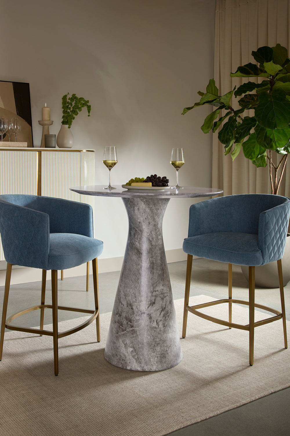 Diamond-Stitched Blue Counter Stool by Splendido Cornella, alternate view 2