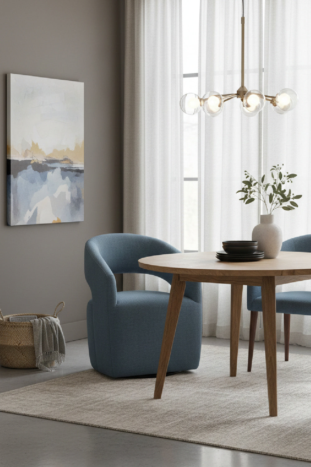 Blue Wheeled Dining Armchair by Splendido Lloret Dining Chair, alternate view 2