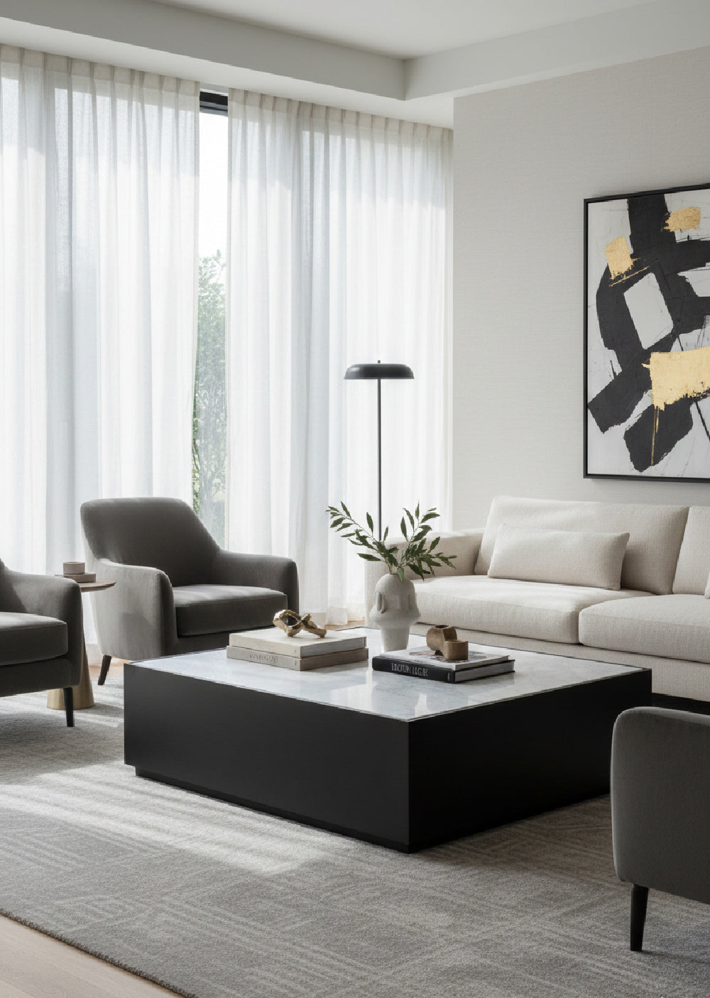Square White Marble Coffee Table by Splendido Selah, alternate view 2
