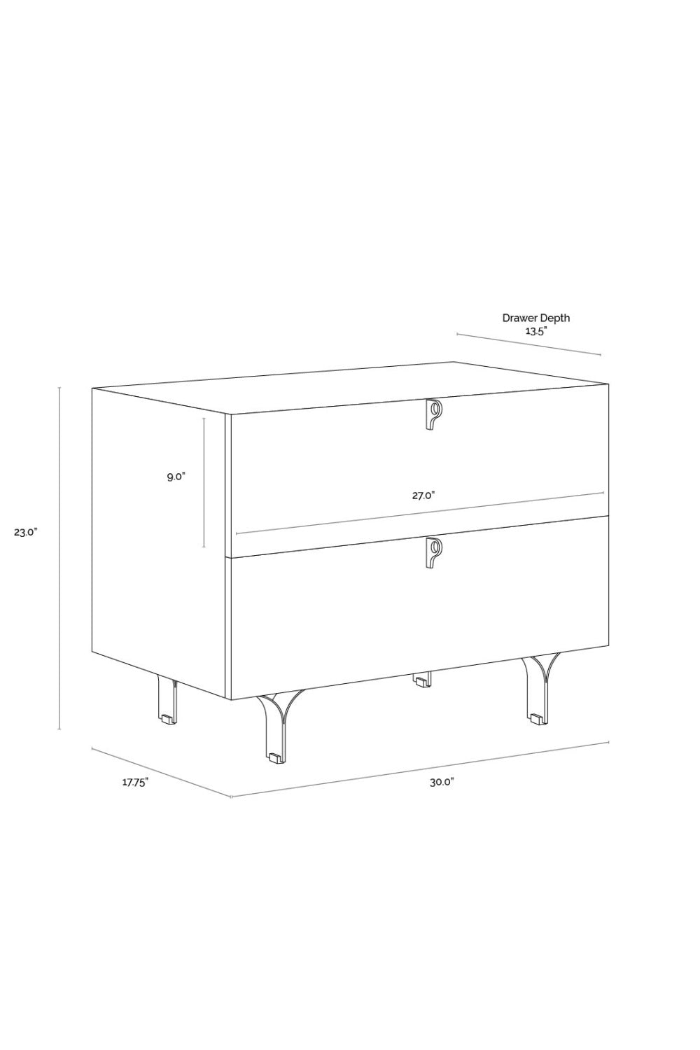 Cream Wood 2-Drawer Nightstand by Splendido Celine, alternate view 24