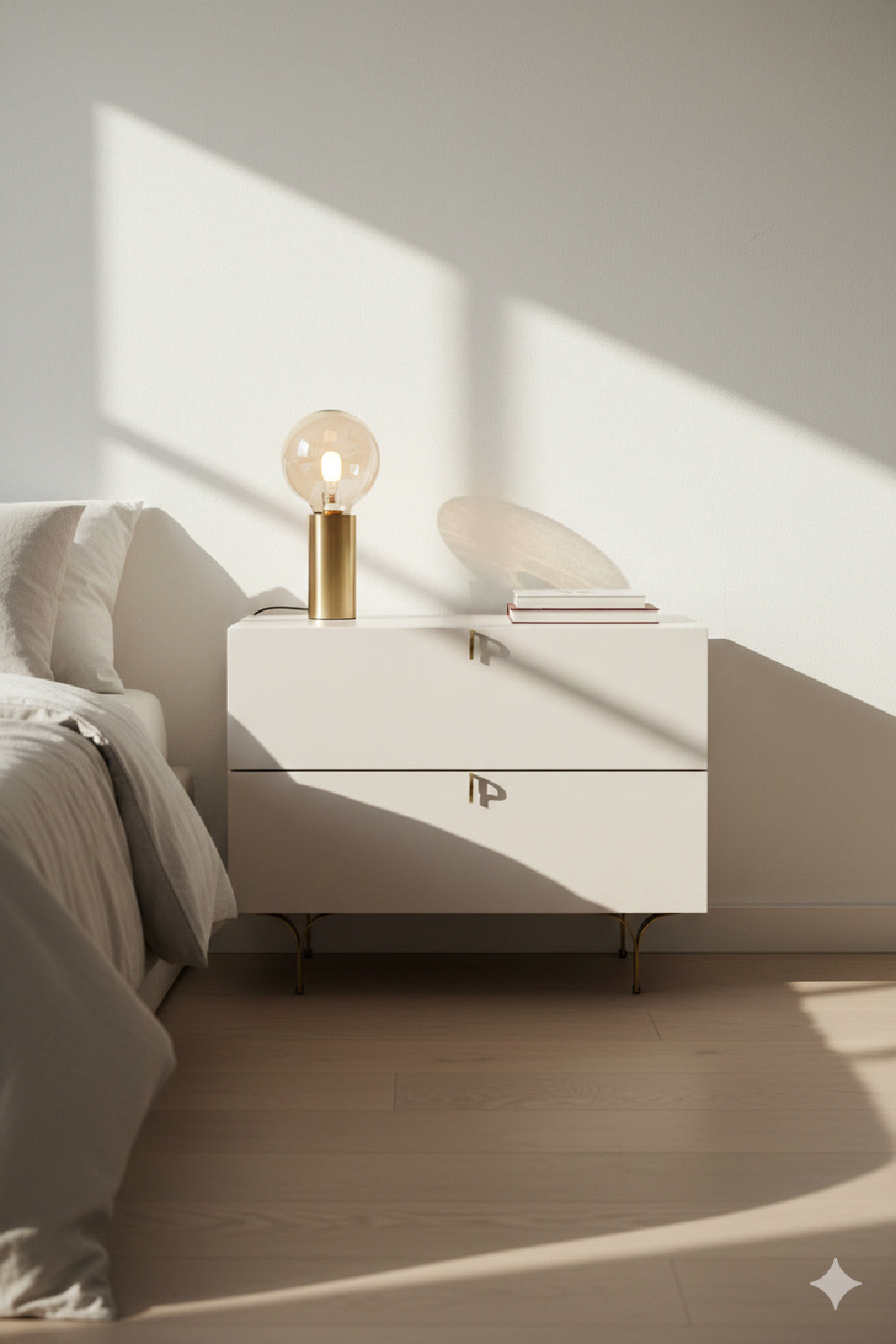 Cream Wood 2-Drawer Nightstand by Splendido Celine, alternate view 16