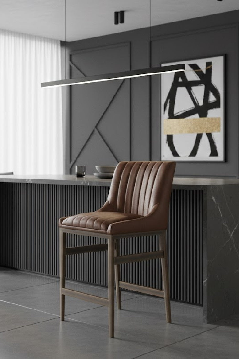 Channel-Tufted Counter Stool by Splendido Halden, alternate view 8