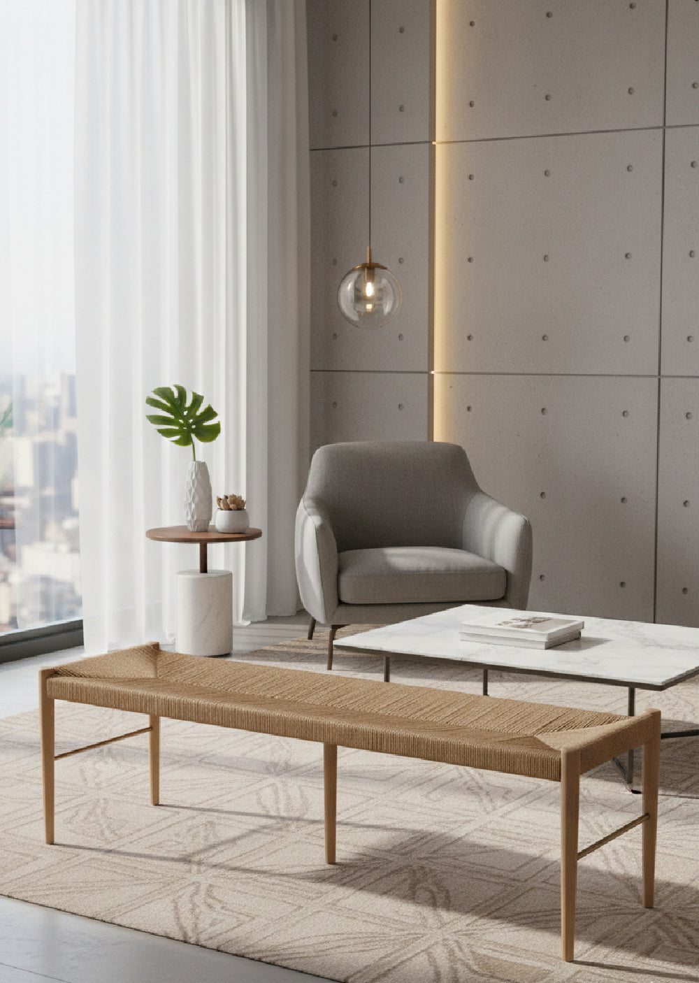 Natural Rope Bench by Splendido Moira, alternate view 2