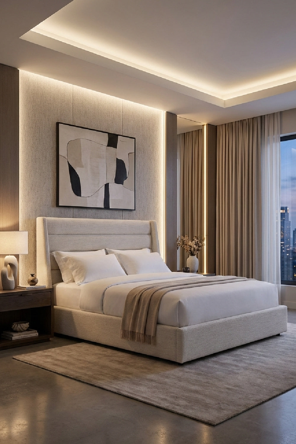 White Vertical-Tufted Queen Bed by Splendido Emmit, alternate view 2