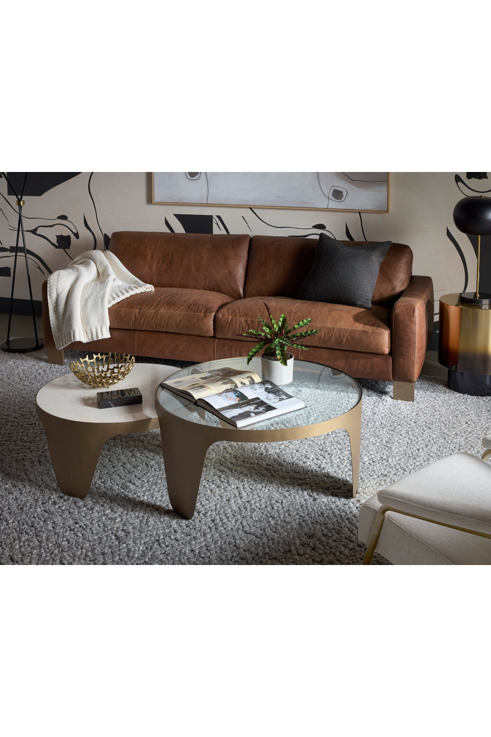 Modern European furniture - Gold Framed Nesting Coffee Tables (2) - www.oroa.com