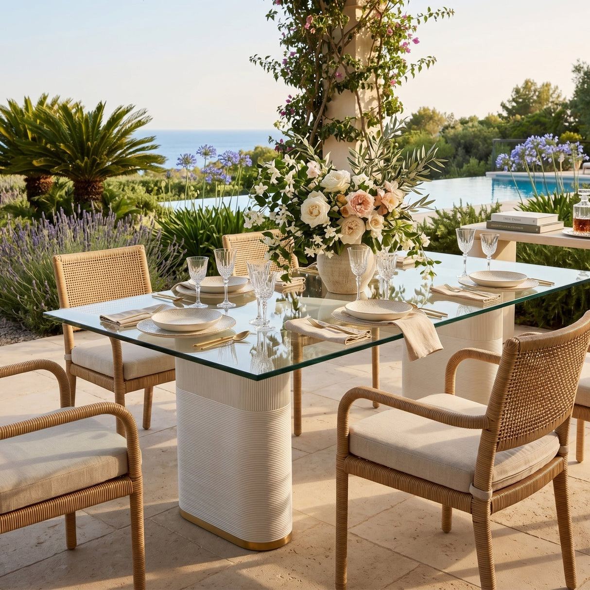 Clear Glass Indoor/Outdoor Dining Table by Splendido Aemond, alternate view 2