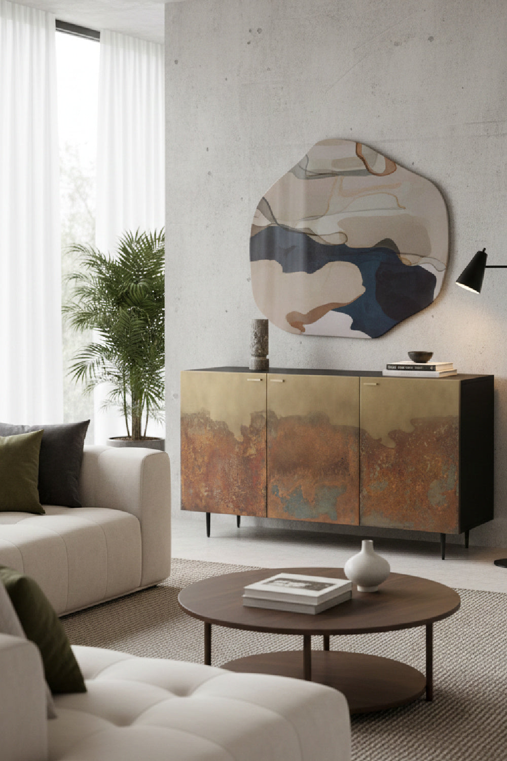 Ombre Antique Brass 3-Door Sideboard by Splendido Auburn, alternate view 2