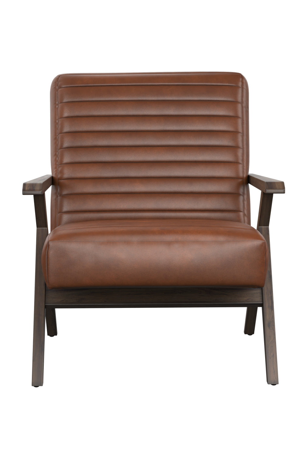 Brown Leather Channeled Lounge Chair by Splendido Peyton Accent Chair, alternate view 3