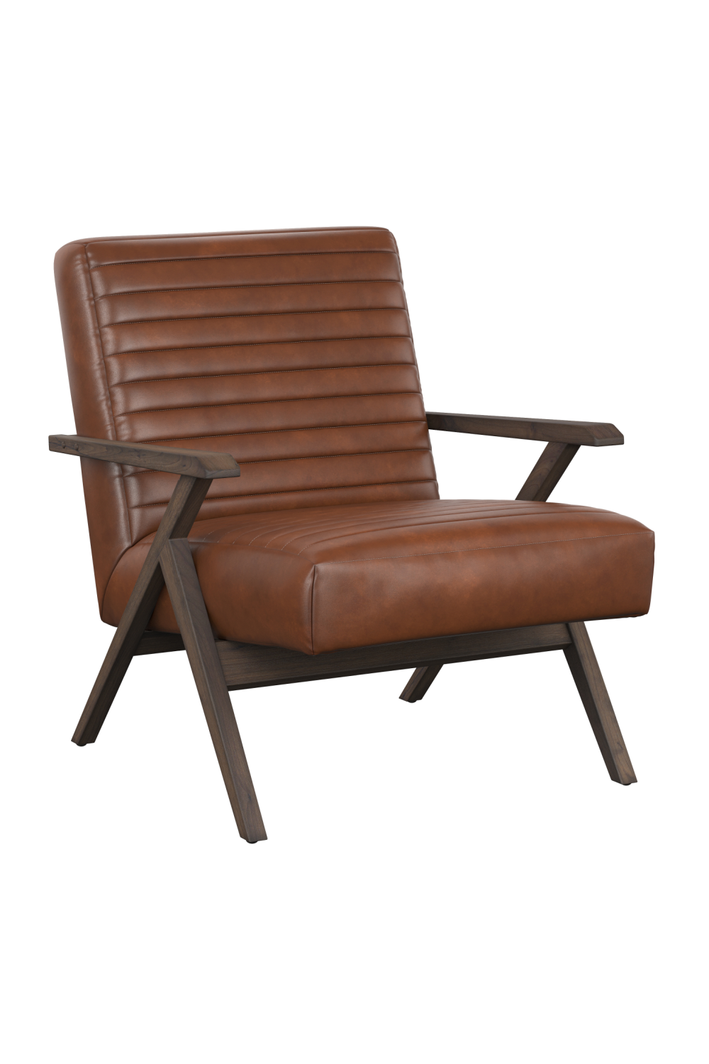 Brown Leather Channeled Lounge Chair by Splendido Peyton Accent Chair